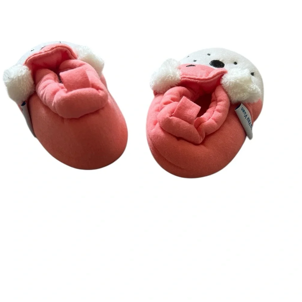 Baby Girl Pink and White 3D Puppy Slippers | Size 2